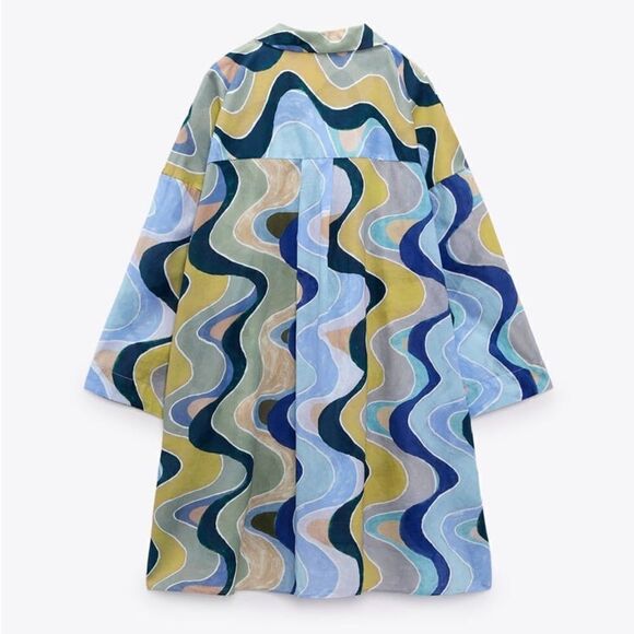 ZARA PRINTED LONGLINE BLOUSE - Picture 6 of 10